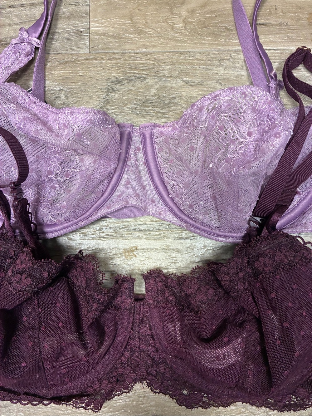 Victoria Secret 2 Underwired Lace Bras Push up Without Padding Unlined Ballonet - Picture 7 of 10